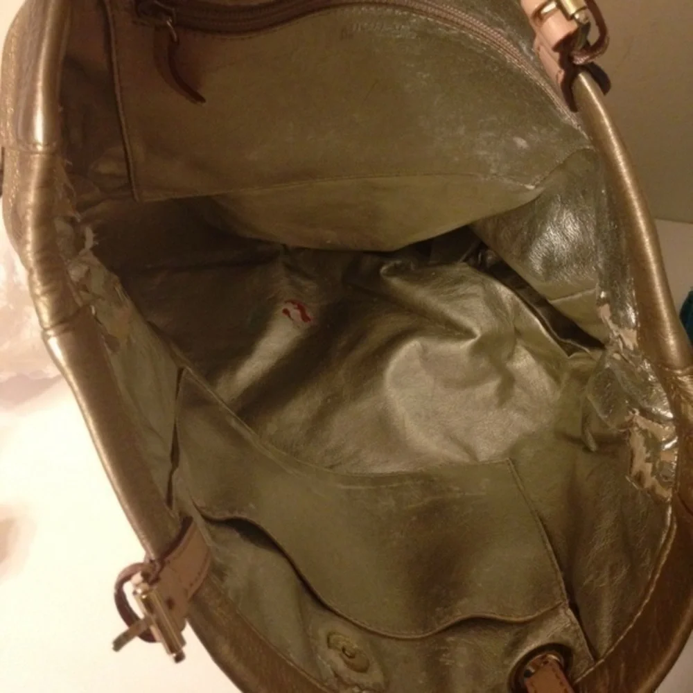 Michael Kors gold metallic leather bag